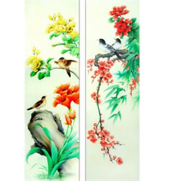 彩繪花鳥(niǎo)屏風(fēng)玻璃
